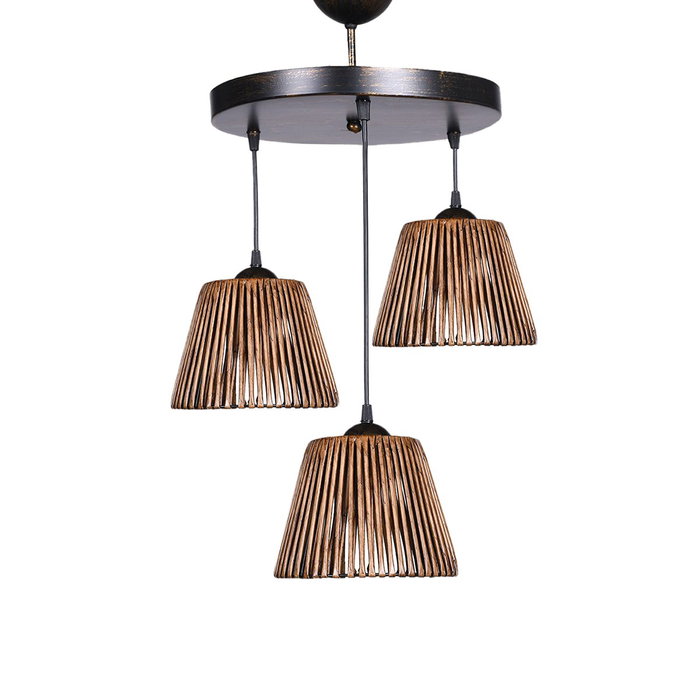 Opviq SH323 Lámpara de araña de metal y madera Marrón Opviq SH323 Lámpara de araña de metal y madera Marrón